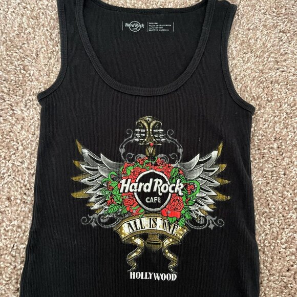 Black Hard Rock Cafe tank top #rockon vintage size medium  Some of the rhineston - Picture 2 of 2